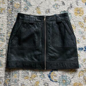 Topshop Black Leather Skirt